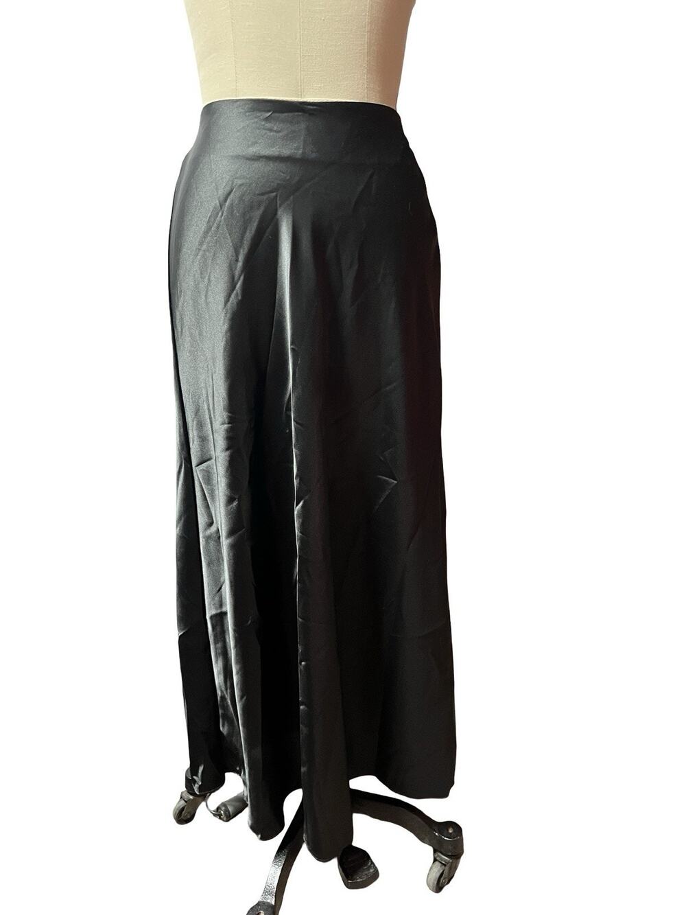 Vintage 90's Y2K Maxi Skirt Satin Bias Cut Black Size S